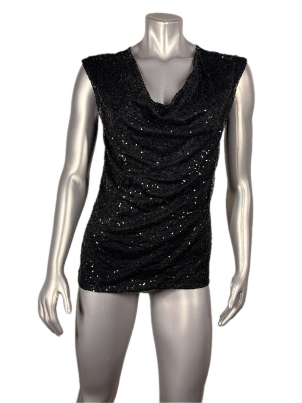 Ann Taylor | Black Sequin Front Sleeveless Top Blouse